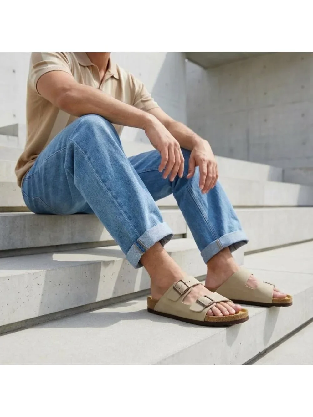 Men's Stone Lane Cork Footbed Sandals Adjustable Buckle Comfort Slides